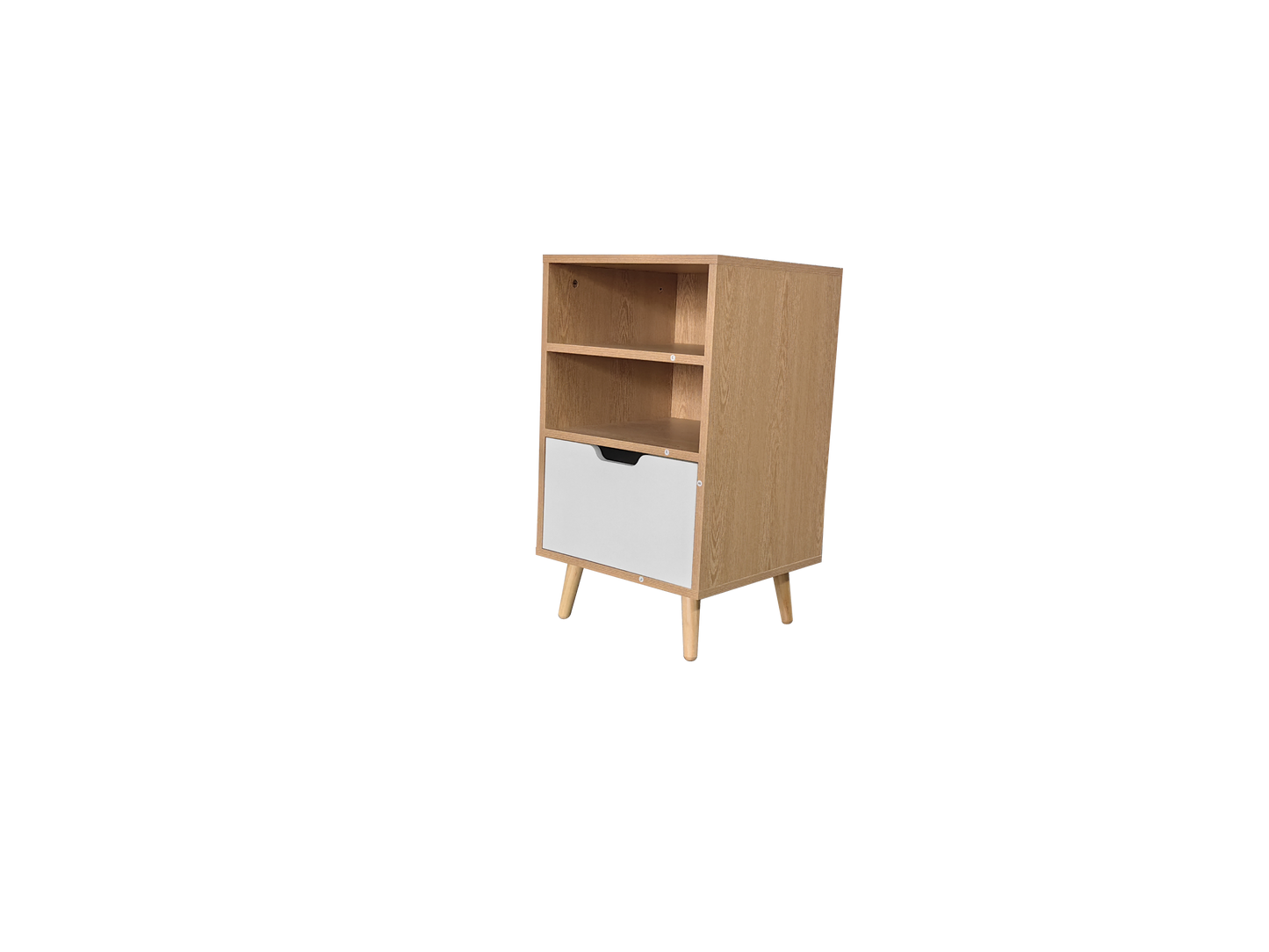 Natural Wood Color with White Drawer TV Cabinet Side Cabinet | Bedside Cabinet | 2001-01