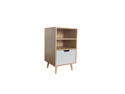 Natural Wood Color with White Drawer TV Cabinet Side Cabinet | Bedside Cabinet | 2001-01