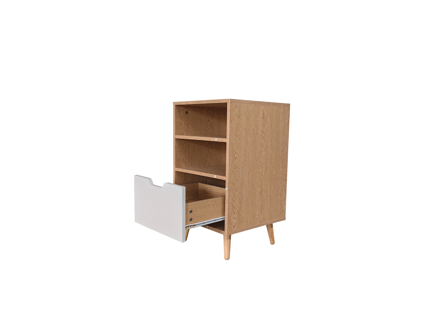 Natural Wood Color with White Drawer TV Cabinet Side Cabinet | Bedside Cabinet | 2001-01