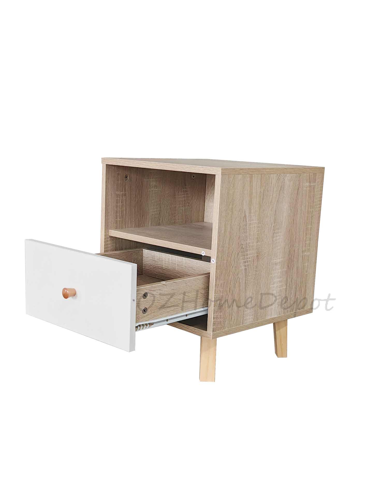 Natural Wood Color with White TV Cabinet Side Cabinet | Storage Cabinet | 2004-01