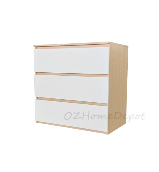 Natural Wood Color with White Three-Drawer Cabinet | Storage Cabinet | 3DRAWER-01