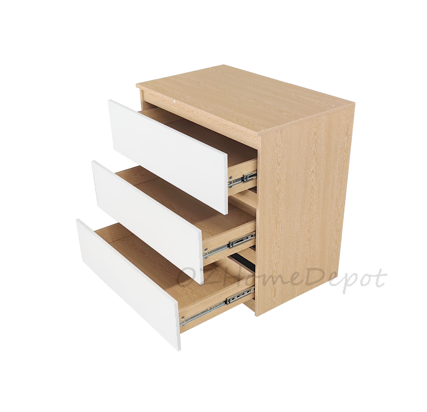 Natural Wood Color with White Three-Drawer Cabinet | Storage Cabinet | 3DRAWER-01