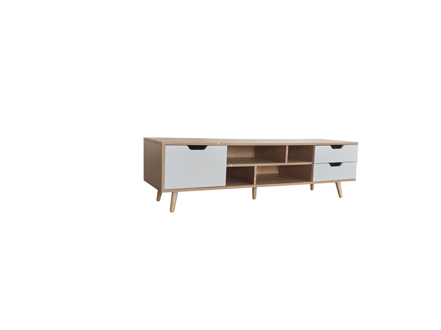 Natural Wood Color with White Drawer TV Cabinet Side Cabinet | Bedside Cabinet | 2001-01