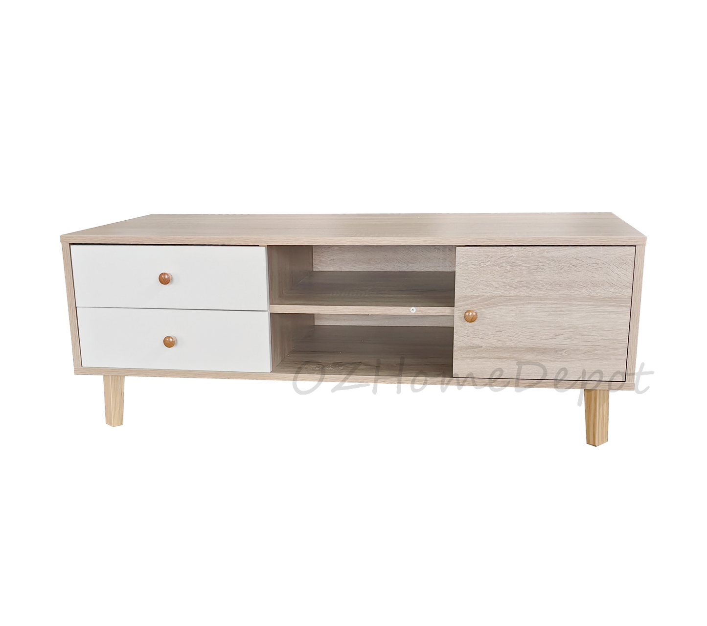 Natural Wood Color with White drawer Coffee Table | Storage Cabinet | 2004-02