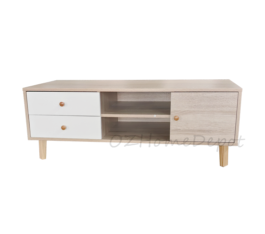 Natural Wood Color with White drawer Coffee Table | Storage Cabinet | 2004-02