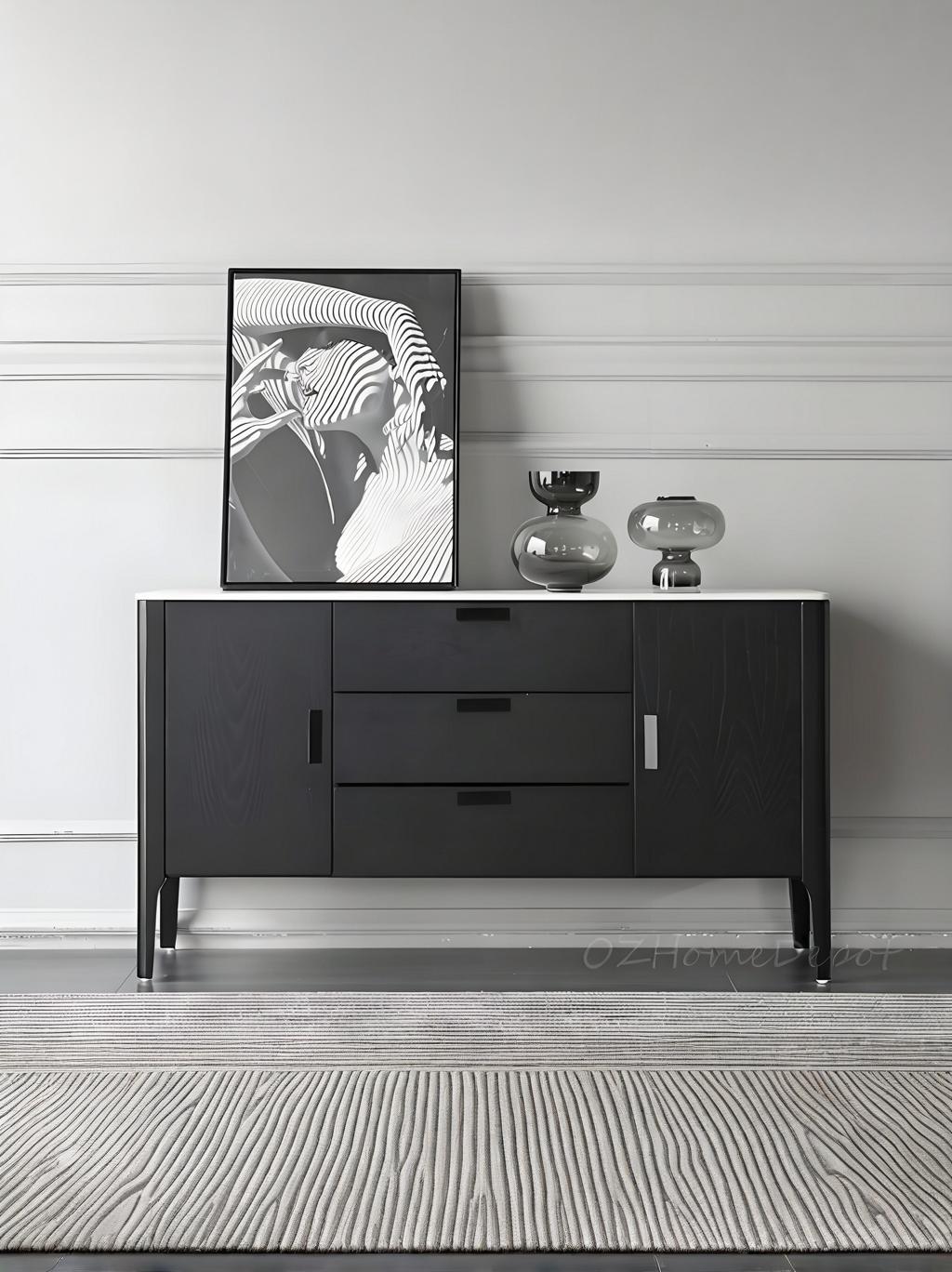 DERIAN Buffet Sideboard Cabinet with Marble top/Mordern/Minimalist/Pine Timber