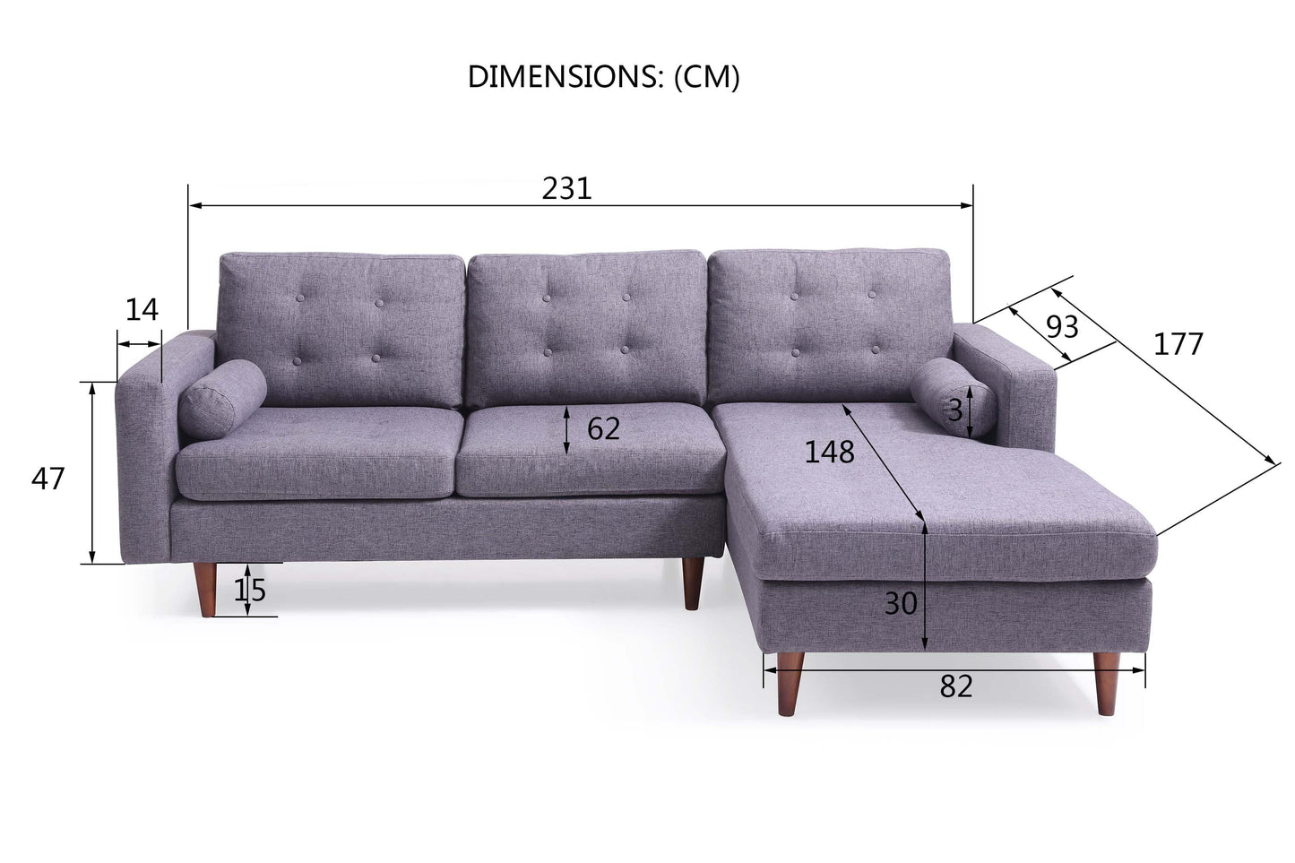 Vittorio Modern Design Fabric 3-Seat Modular Recliner Corner Futon Lounge Couch With Chaise Marron