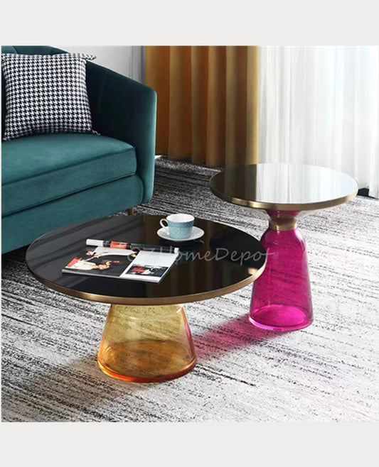 Liland Colorful Artstic designer Coffee Table Set | Artistical | Tempered Glass |