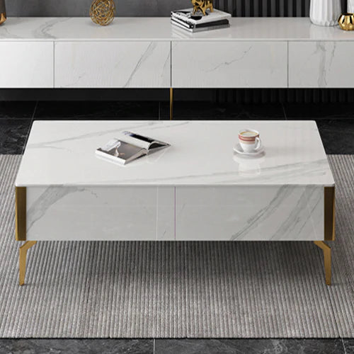 EAVAN Mordern Minimalistic/ Coffee Table/ Tea Table - 130cm Sintered Stone Top White