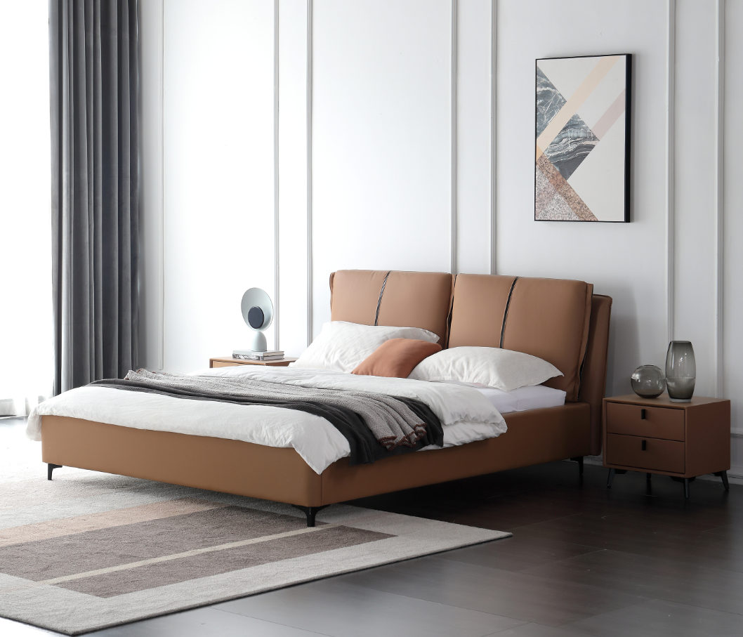 ALESSANDRO luxurious Leather Bed Frame King & Queen Size / Carbon stee ...