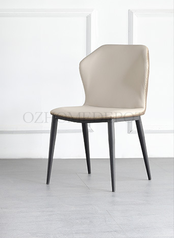 Lea Dining Chair/Steel legs/ PU leather/Minimalist/Beige