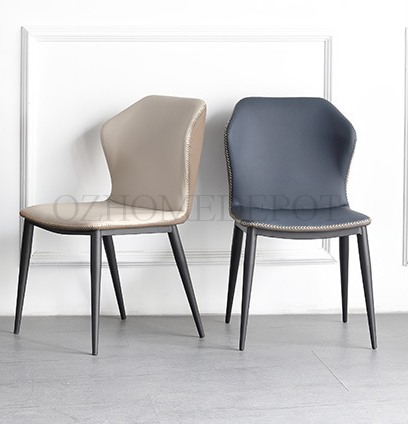 Lea Dining Chair/Steel legs/ PU leather/Minimalist/Beige