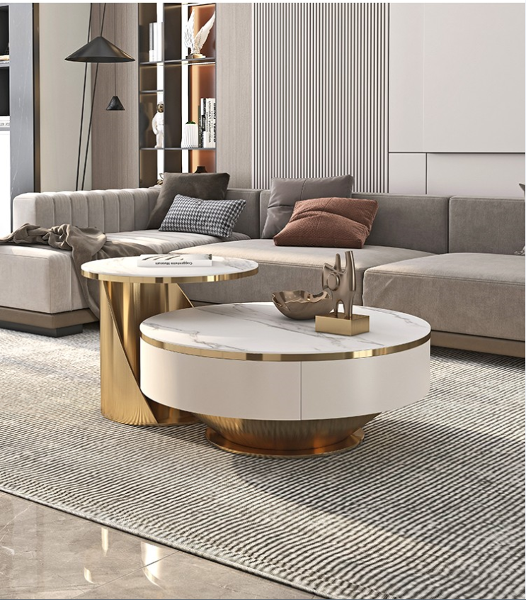 Berkley Nesting Sintered Stone Top Coffee Table Set | Glossy Ceramic top | Luxury