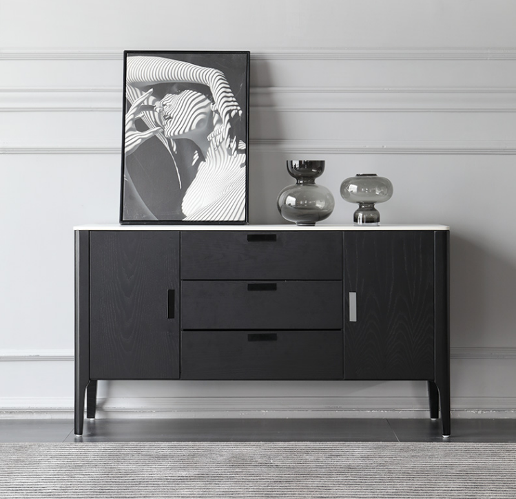 DERIAN Buffet Sideboard Cabinet with Marble top/Mordern/Minimalist/Pine Timber