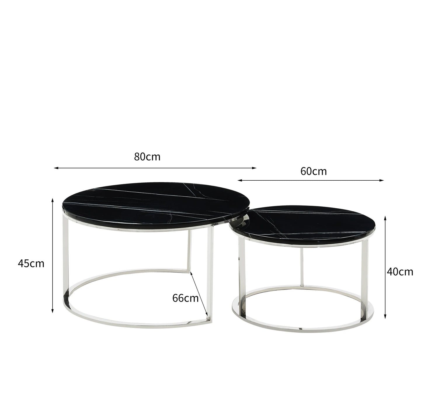 【50% OFF】GLORIA Morden/Nesting Marble Coffee Table Set (Sliver base)/Stainless steel