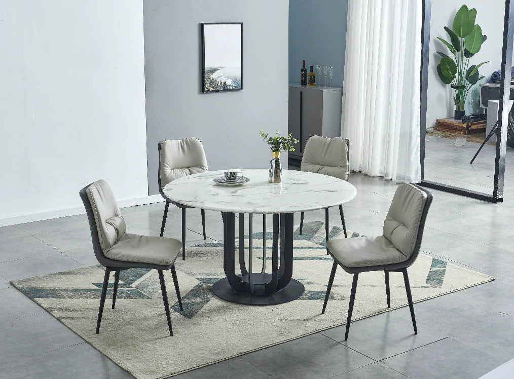 CAIO Marble top round dining table with steel legs