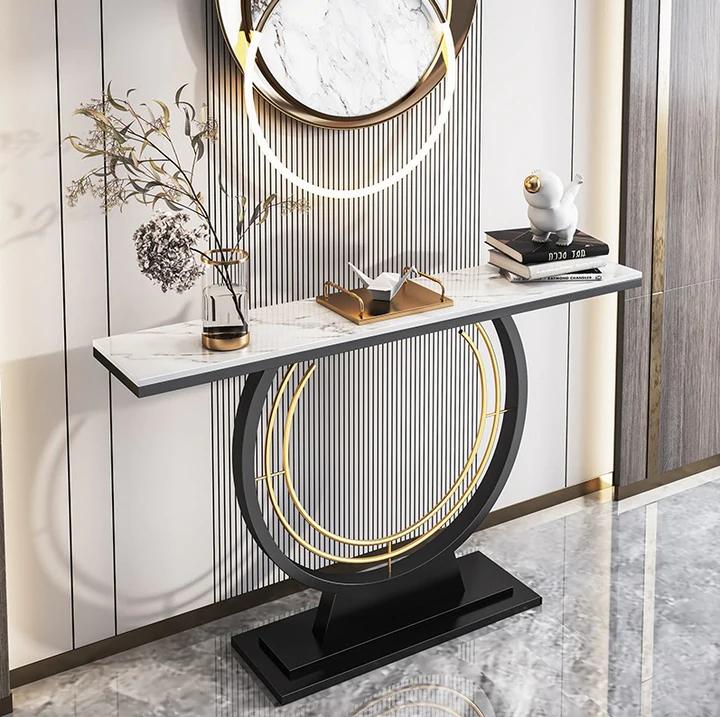 Vittoria Round Frame Ceramic Console Table/ Ceramic top/Zen/Modern