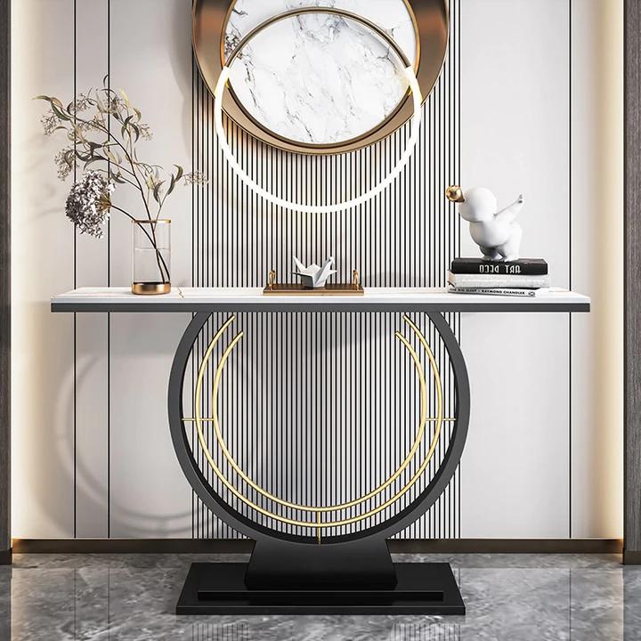 Vittoria Round Frame Ceramic Console Table/ Ceramic top/Zen/Modern