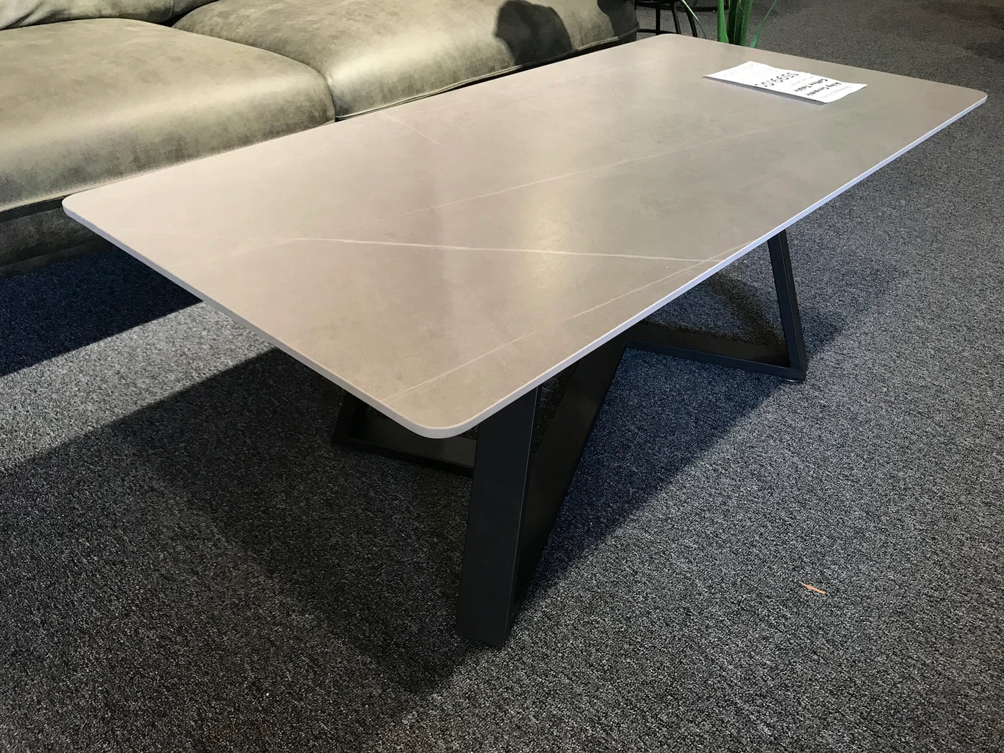 Ashy Grey Matte Finish Sintered Stone Coffee Table/Ceramic tabletop/ Powder-coated steel frame & legs