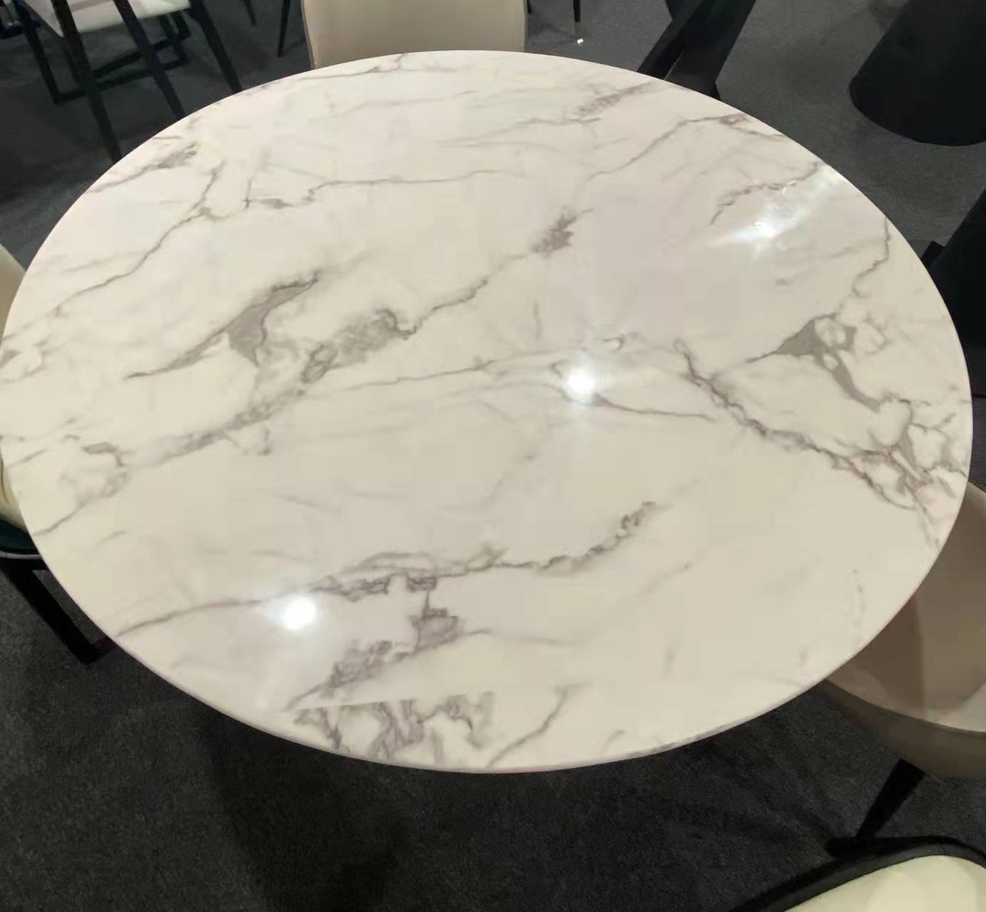 CAIO Marble top round dining table with steel legs