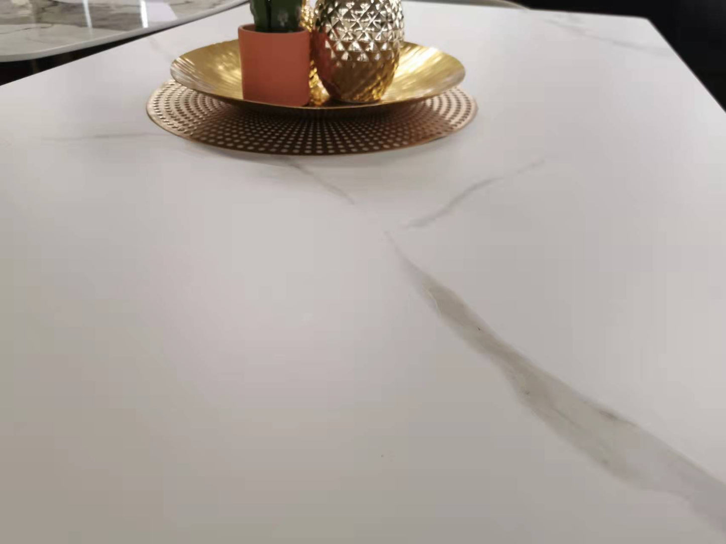 Helen White Sintered Stone Marble Layout 180cm Dining Table Sintered Stone top/Modern/comtemporary