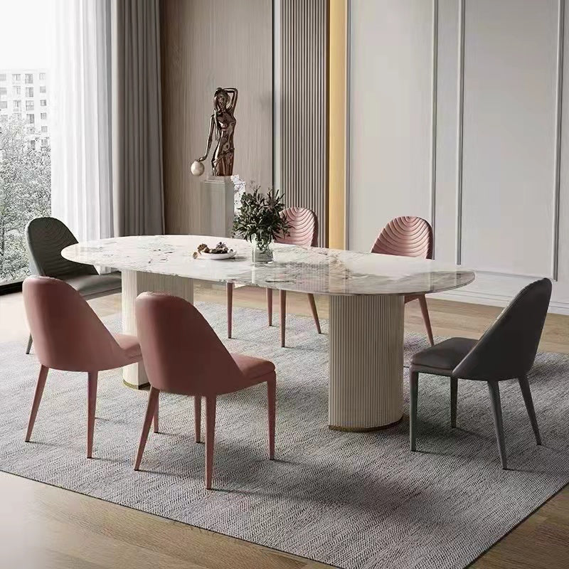 Massima Pandora Paint Oval Sintered Stone Top 1.8M Dining Table with High Gloss Finish