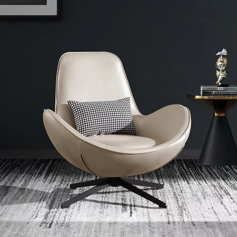 Dario  Luxury Egg Shell Leather Armchair/Lounge Chair/Single Sofa