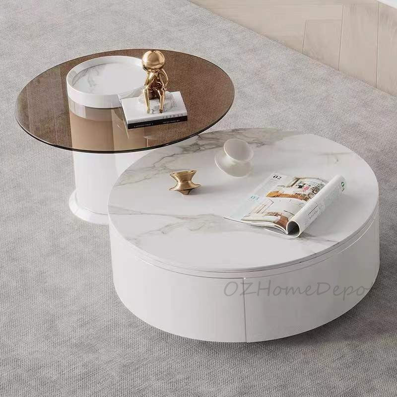 LUCIA Coffee Table White Sintered Stone Top Coffee Table/Mordern/Tea Table/Sintered Stone