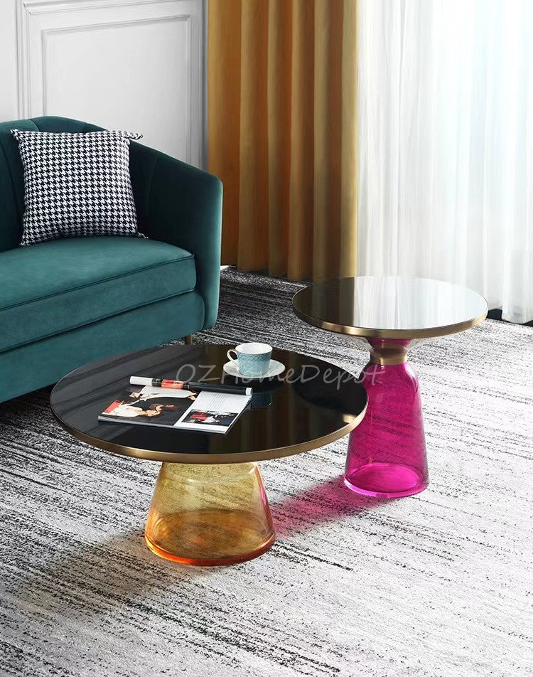 Liland Colorful Artstic designer Coffee Table Set | Artistical | Tempered Glass |