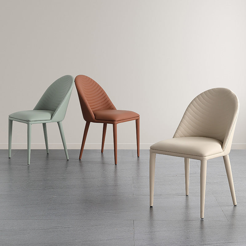 Shell Leather Dining Chair/Steel legs/ PU leather/Minimalist/Multicolor