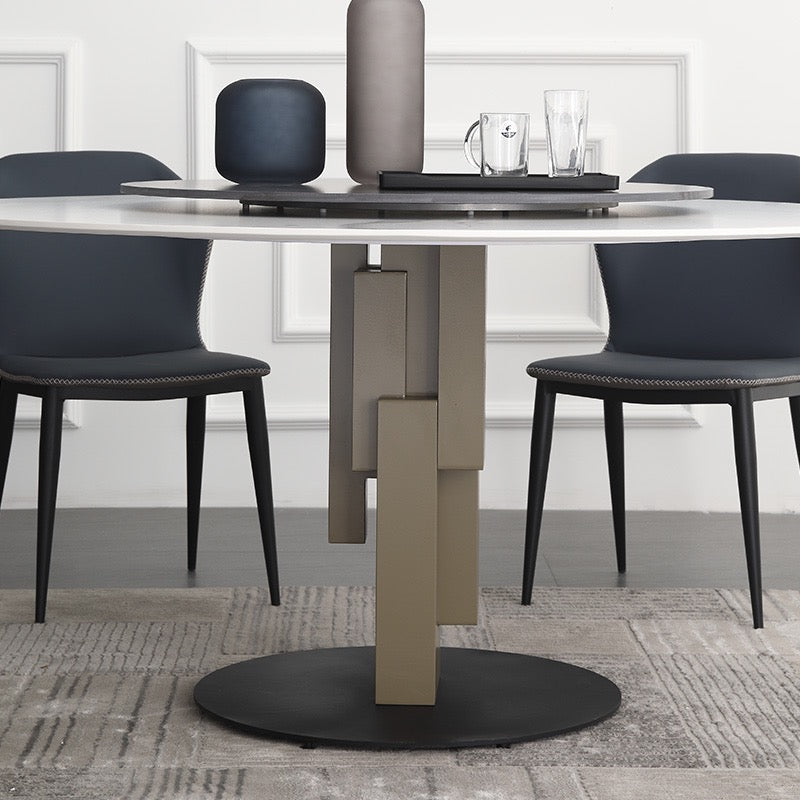 Hard Rock Sintered Stone Round Dining Table with Lazy Susan / Ceramic /1m  1.2m 1.35m