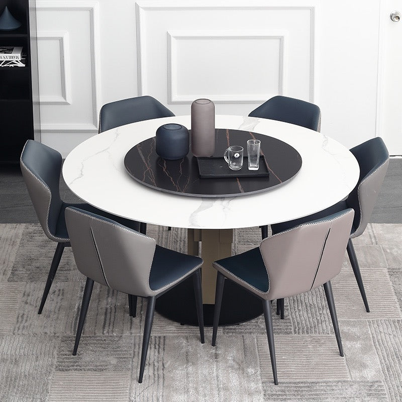 Hard Rock Sintered Stone Round Dining Table with Lazy Susan / Ceramic /1m  1.2m 1.35m