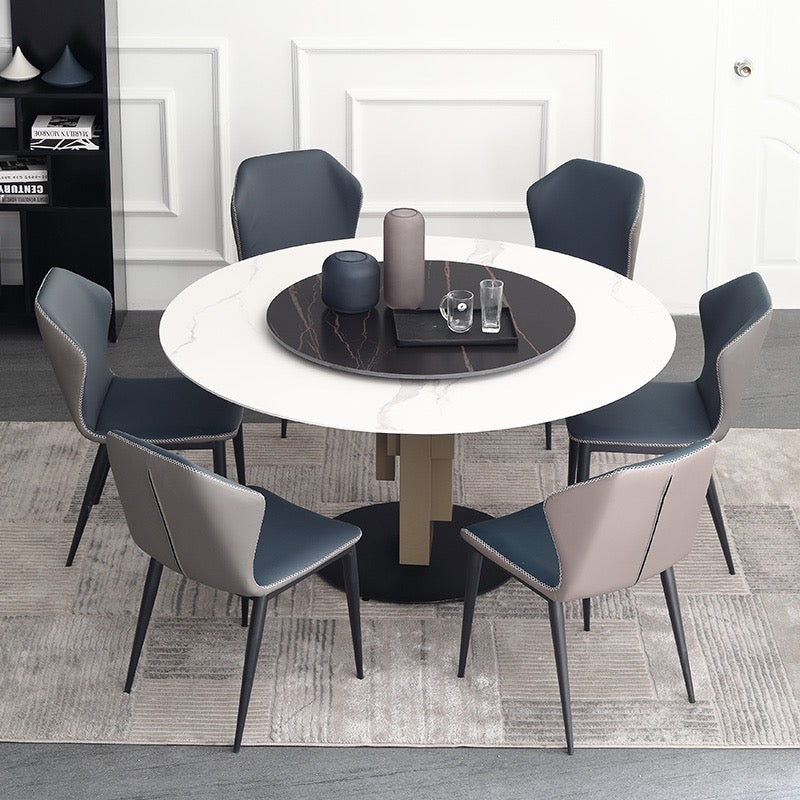 Hard Rock Sintered Stone Round Dining Table with Lazy Susan / Ceramic /1m  1.2m 1.35m