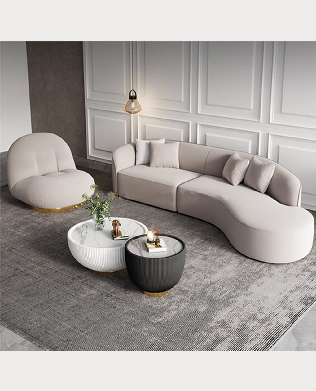 Skye 1046 Curved Velet sofa Designer/contemporary/ Modern