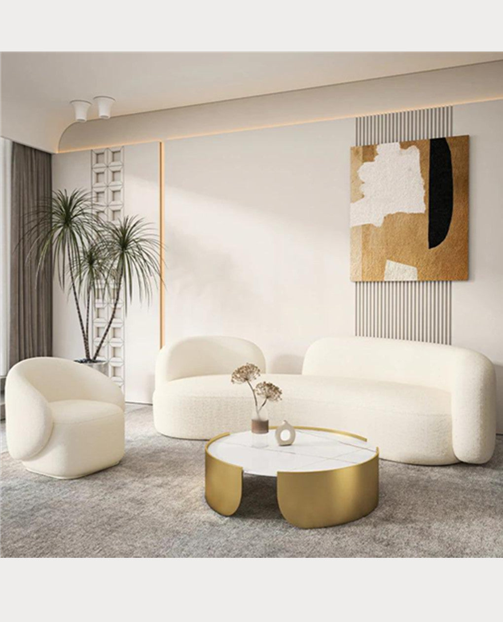 TINA Ceramic Top Coffee Table Nesting Coffee Table/Ceramic Table Top/Golden powder-coated steel legs