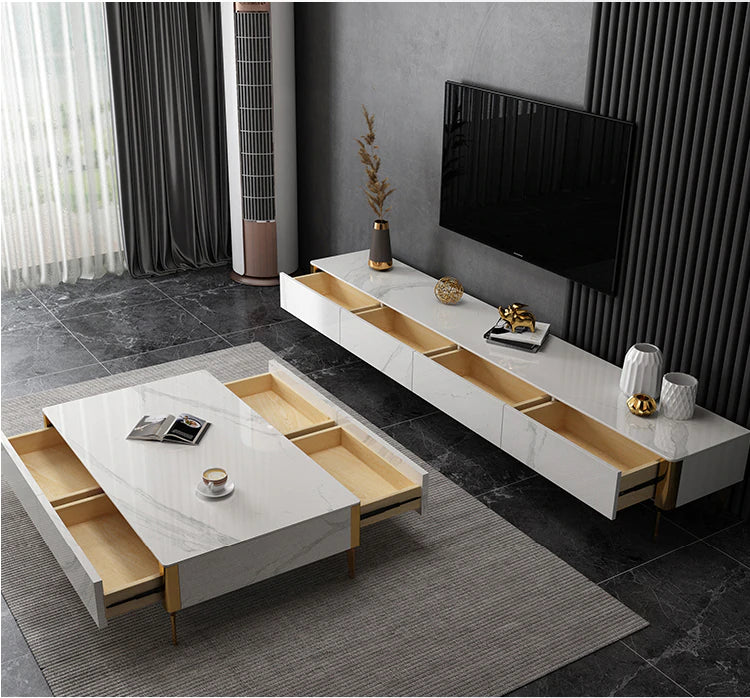 EAVAN Mordern Minimalistic/ Coffee Table/ Tea Table - 130cm Sintered Stone Top White