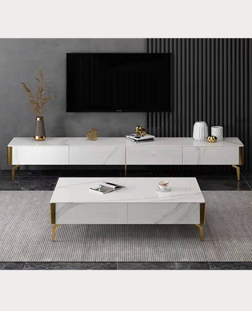 EAVAN Mordern Minimalistic/ Coffee Table/ Tea Table - 130cm Sintered Stone Top White