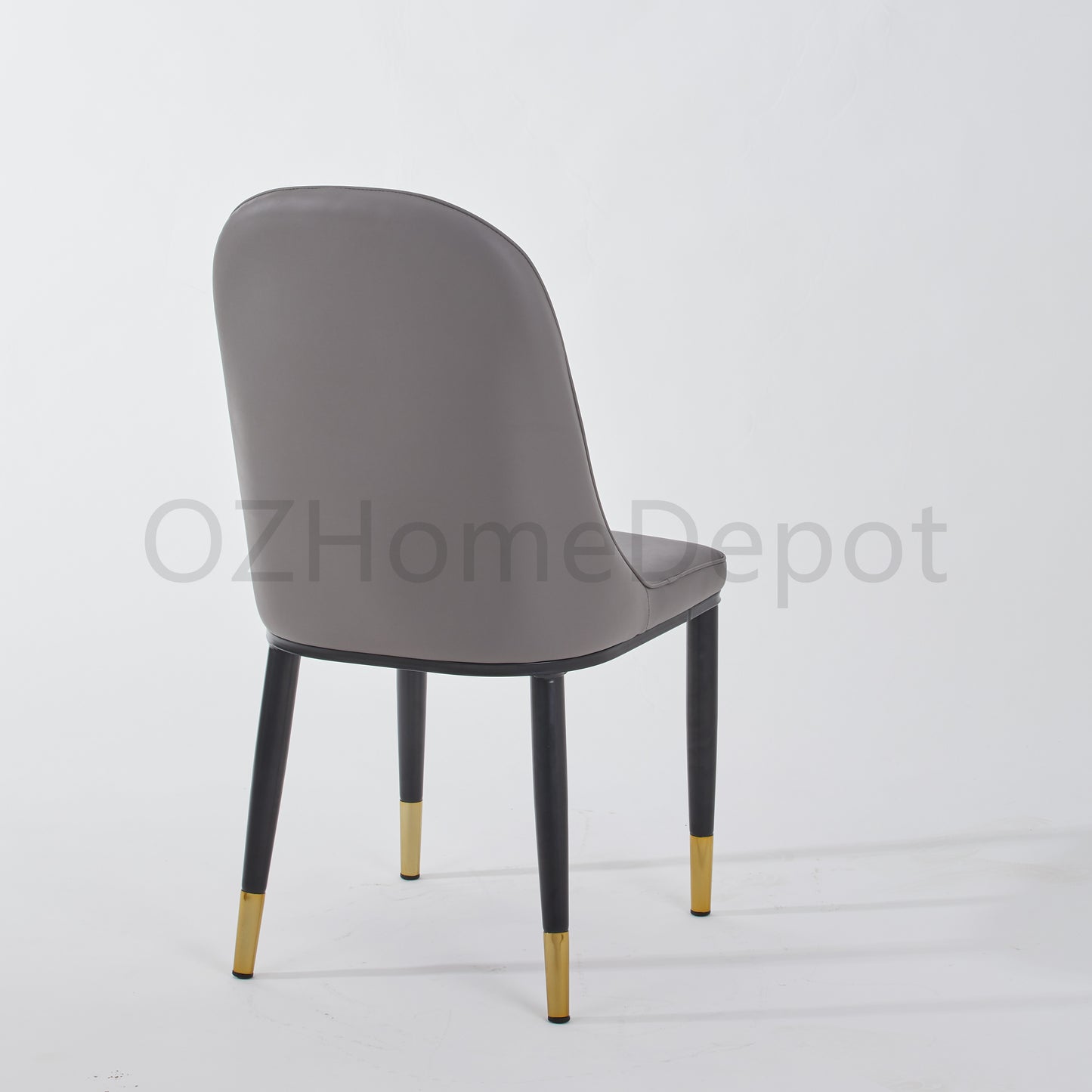 High Back Luxury PU Leather Dining Chair/Grey/Steel Legs