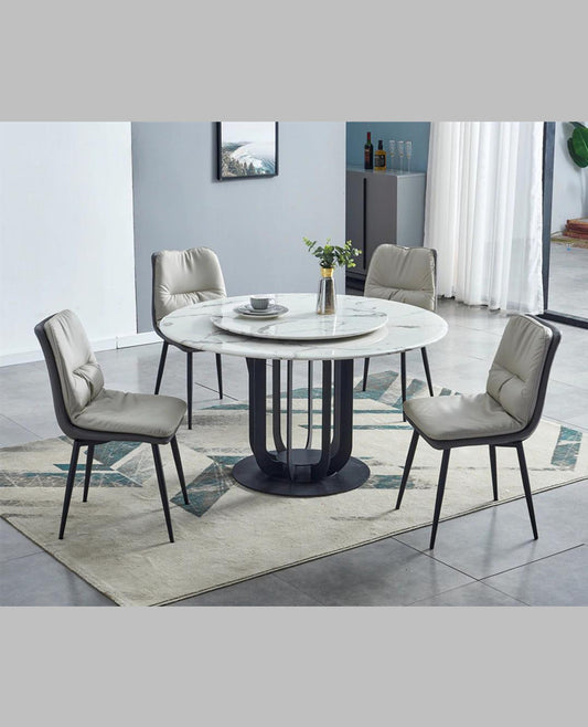 CAIO Marble top round dining table with steel legs