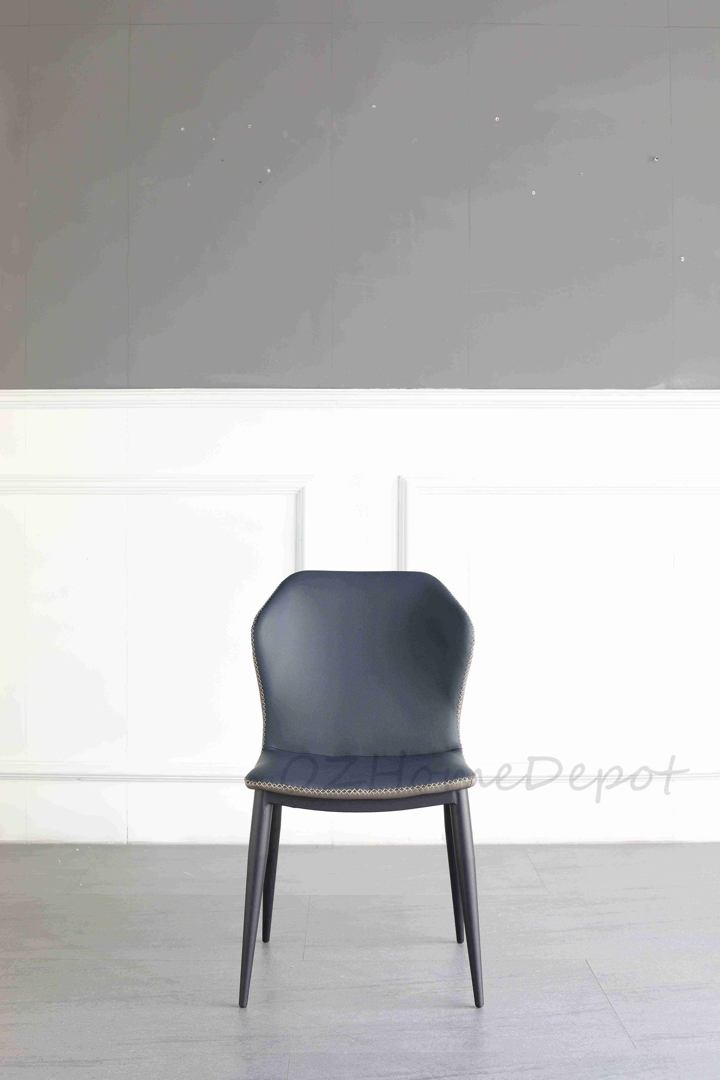 Lea Dining Chair /Steel legs/ PU leather/Minimalist/Dark Blue