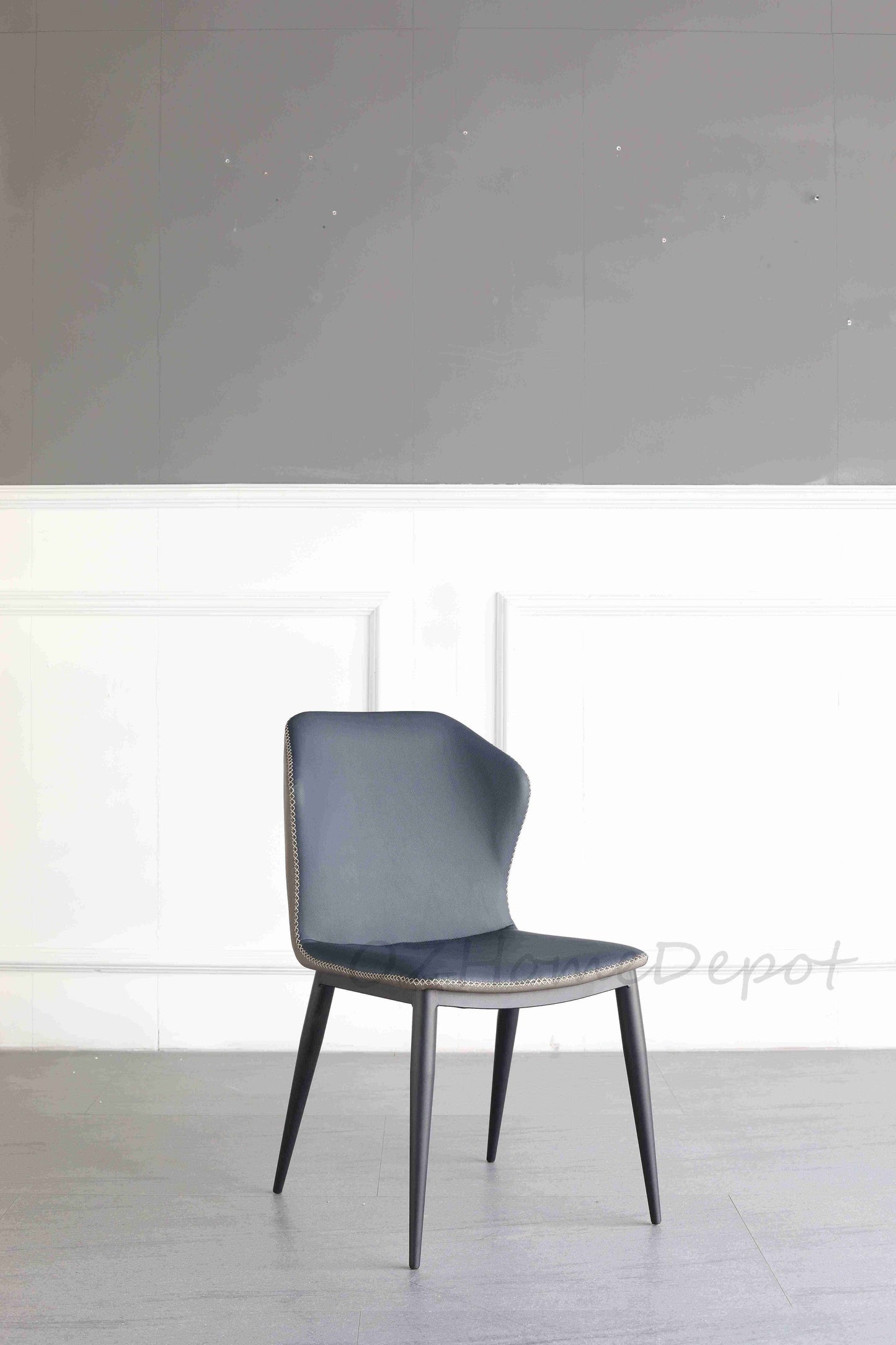 Lea Dining Chair /Steel legs/ PU leather/Minimalist/Dark Blue