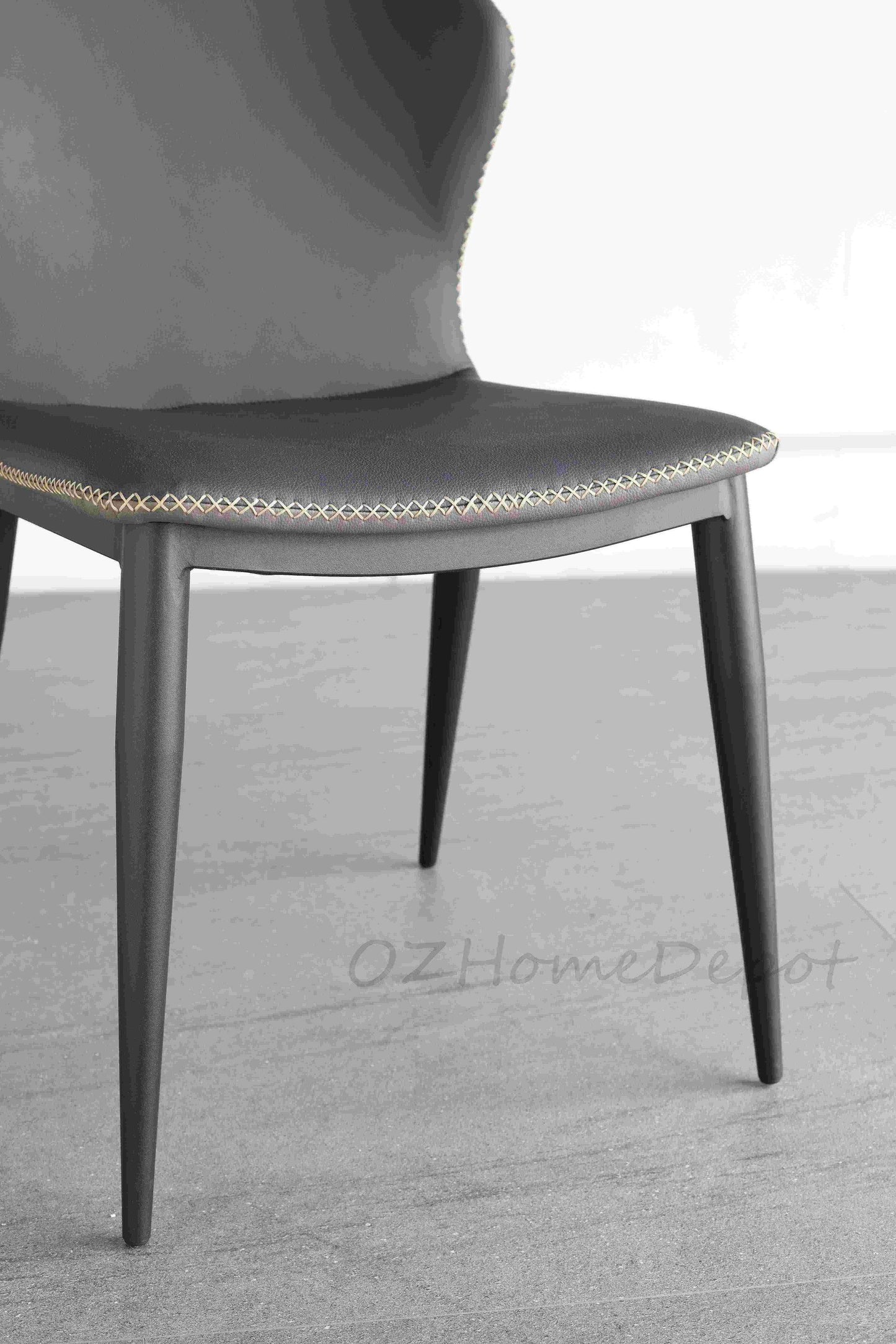 Lea Dining Chair /Steel legs/ PU leather/Minimalist/Dark Blue