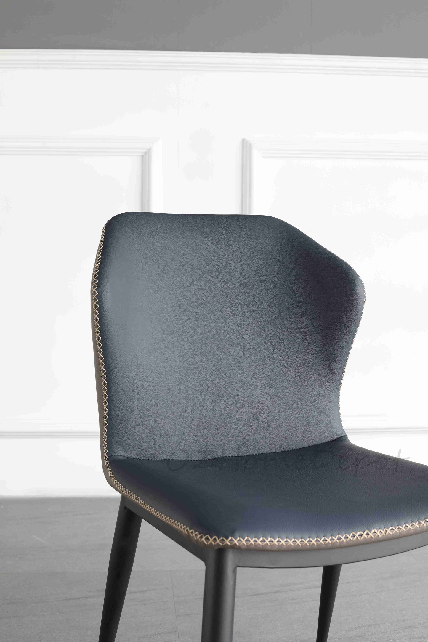 Lea Dining Chair /Steel legs/ PU leather/Minimalist/Dark Blue