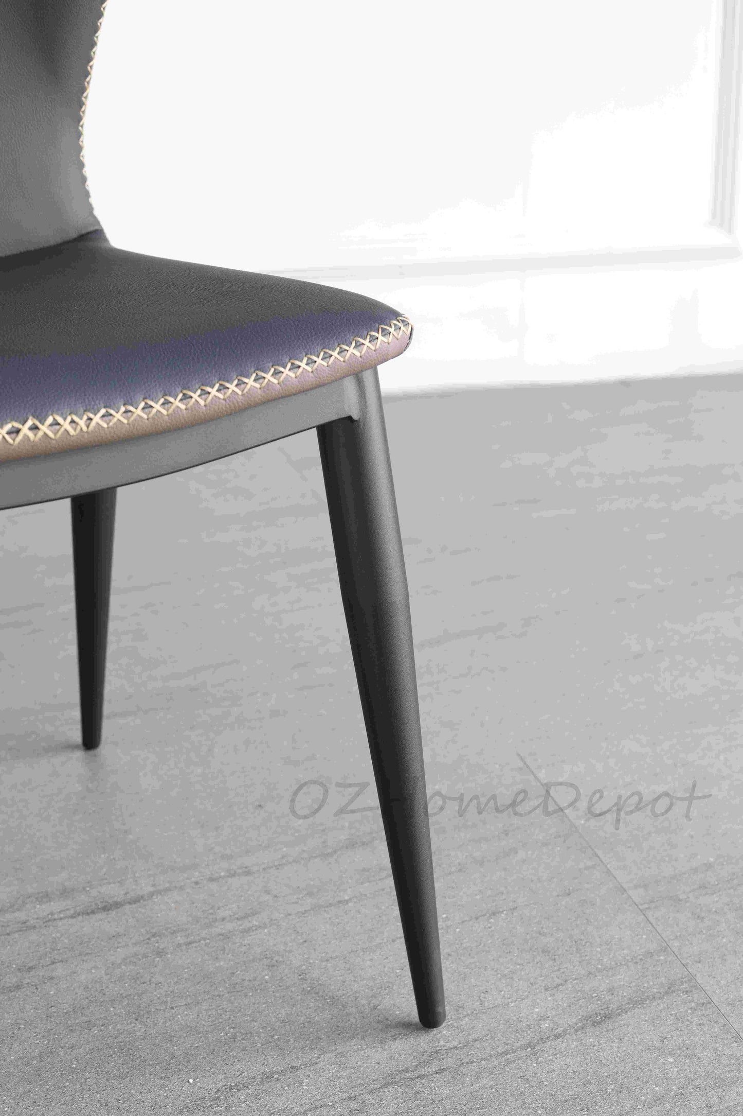 Lea Dining Chair /Steel legs/ PU leather/Minimalist/Dark Blue