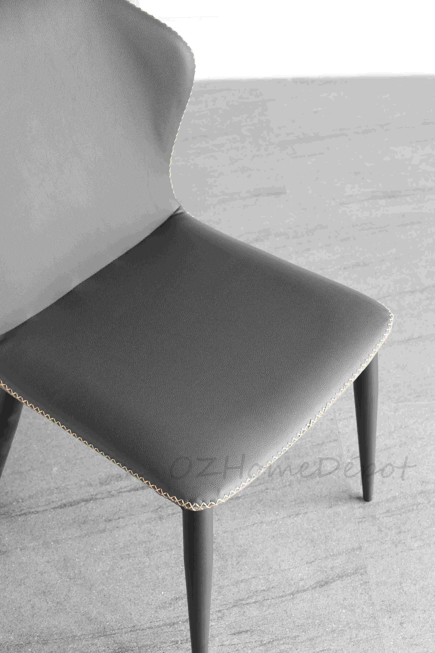 Lea Dining Chair /Steel legs/ PU leather/Minimalist/Dark Blue