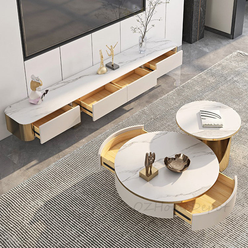 Berkley Nesting Sintered Stone Top Coffee Table Set | Glossy Ceramic top | Luxury